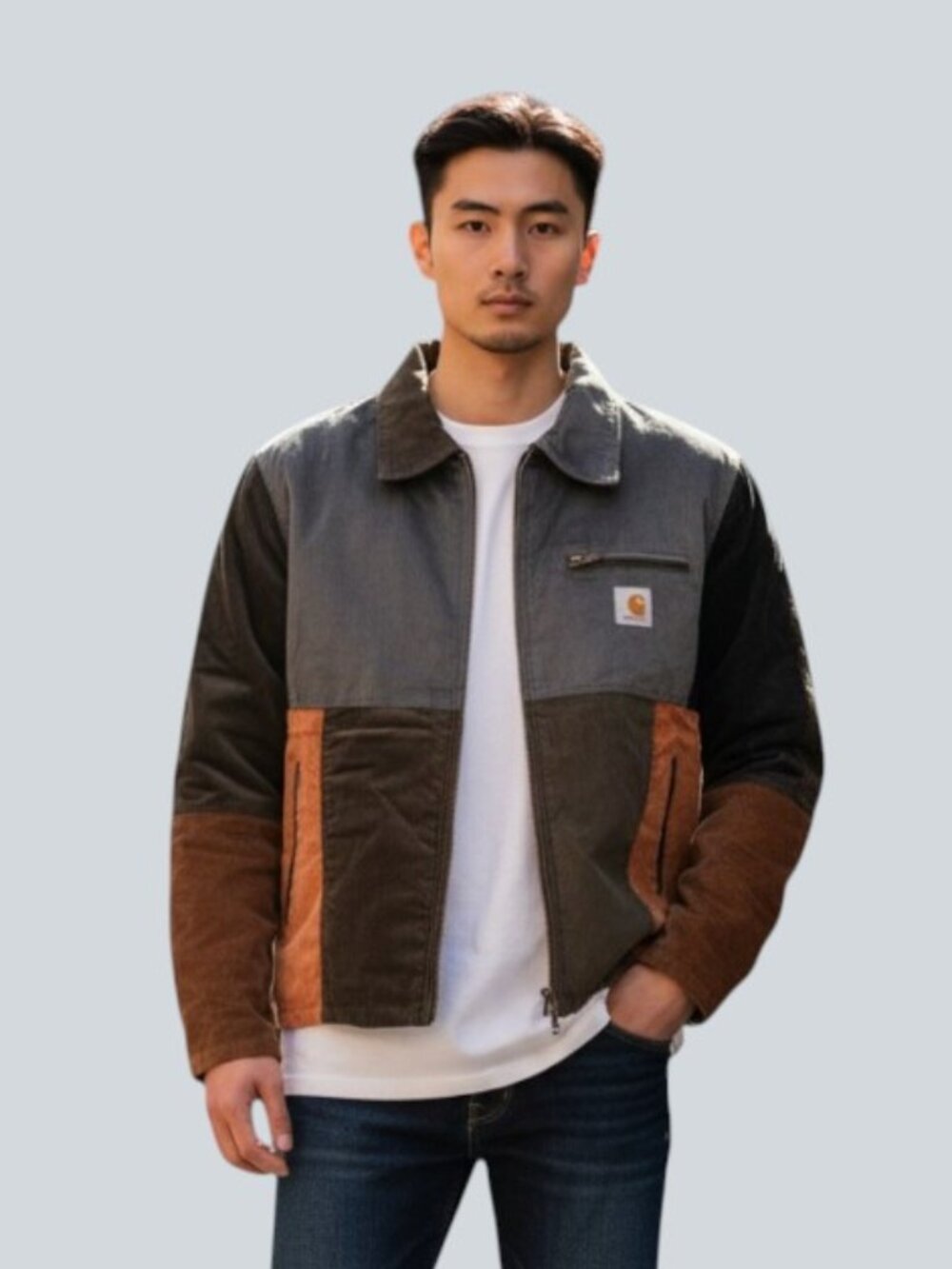 Carhartt Men's Patchwork Reworked Bomber Multicolor Zip Jacket L